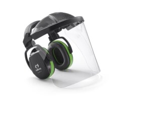 headband headphones with polycarbonate visor